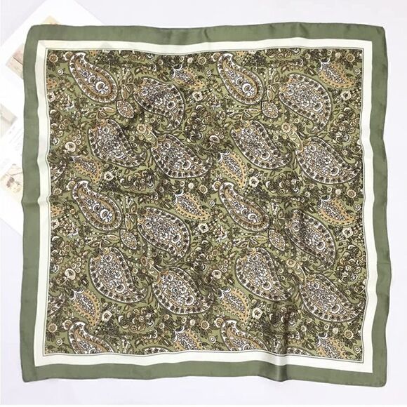Paisley Green Silky Scarf   main image 4